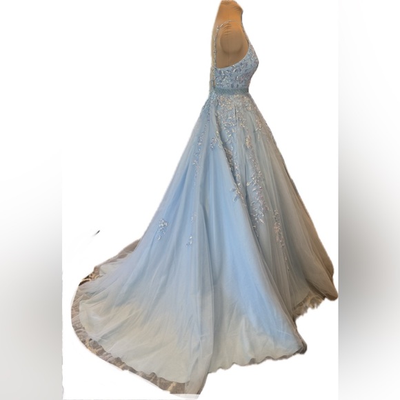 EUC Amarra Tulle and Leaf Lace Embroidered Ball Gown - Picture 4 of 12